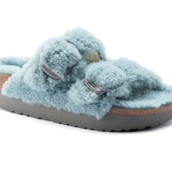 NIB Papillio by Birkenstock Womens Arizona Big Buckle Shearling Sandals Sz 6,8 - Picture 3 of 4